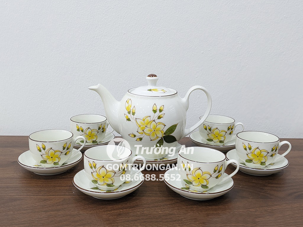 550ml 핸드페인팅 크림색 바트짱 다기 세트 고급 선물용
