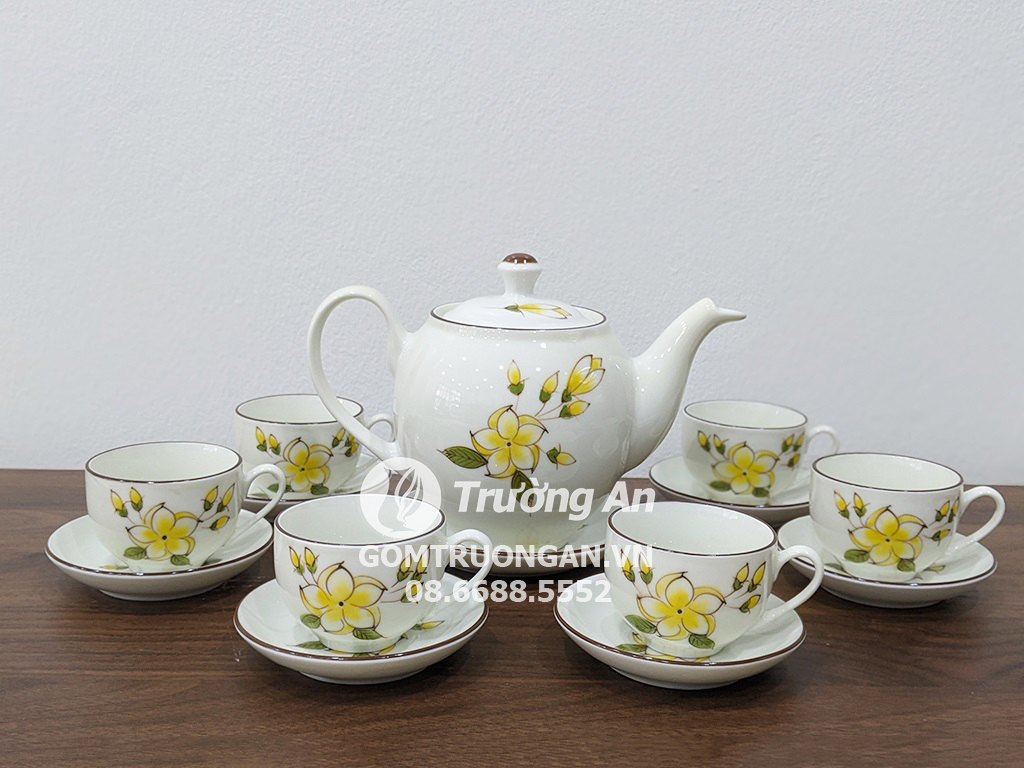550ml 핸드페인팅 크림색 바트짱 다기 세트 고급 선물용