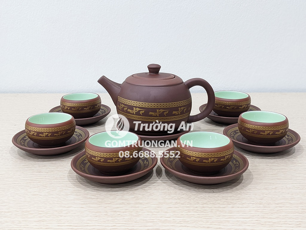 14P 자사 다기세트 전통 Bát Tràng 찻잔 선물 세트