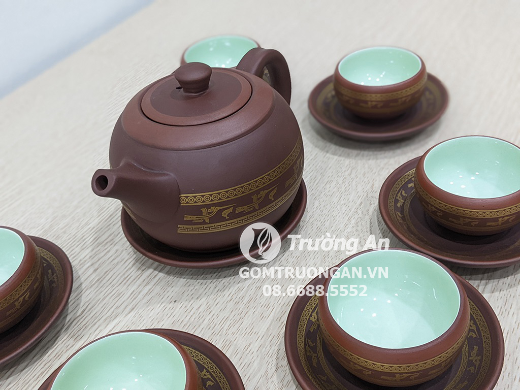 14P 자사 다기세트 전통 Bát Tràng 찻잔 선물 세트