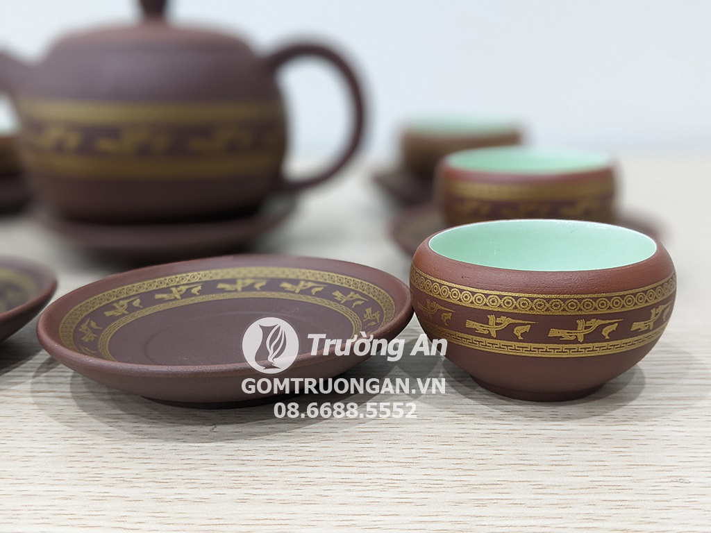 14P 자사 다기세트 전통 Bát Tràng 찻잔 선물 세트