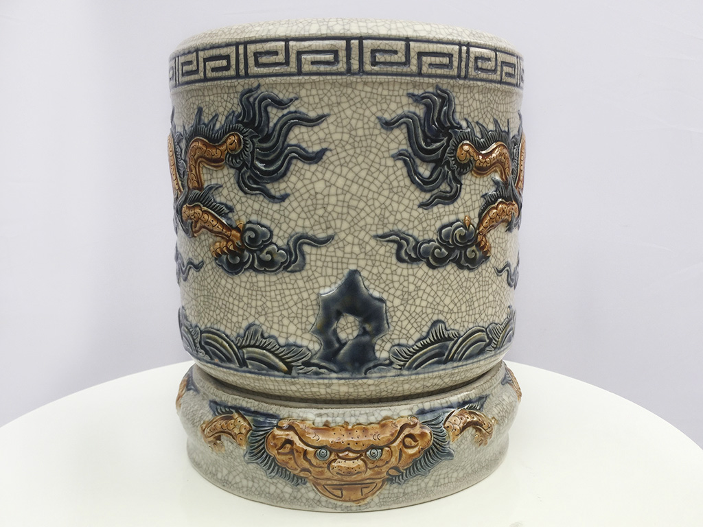 Bát hương men rạn rồng nổi Trường Xuân sứ cao cấp 16cm đẹp, bền Bát hương men rạn rồng nổi Trường Xuân sứ cao cấp 16cm đẹp, bền