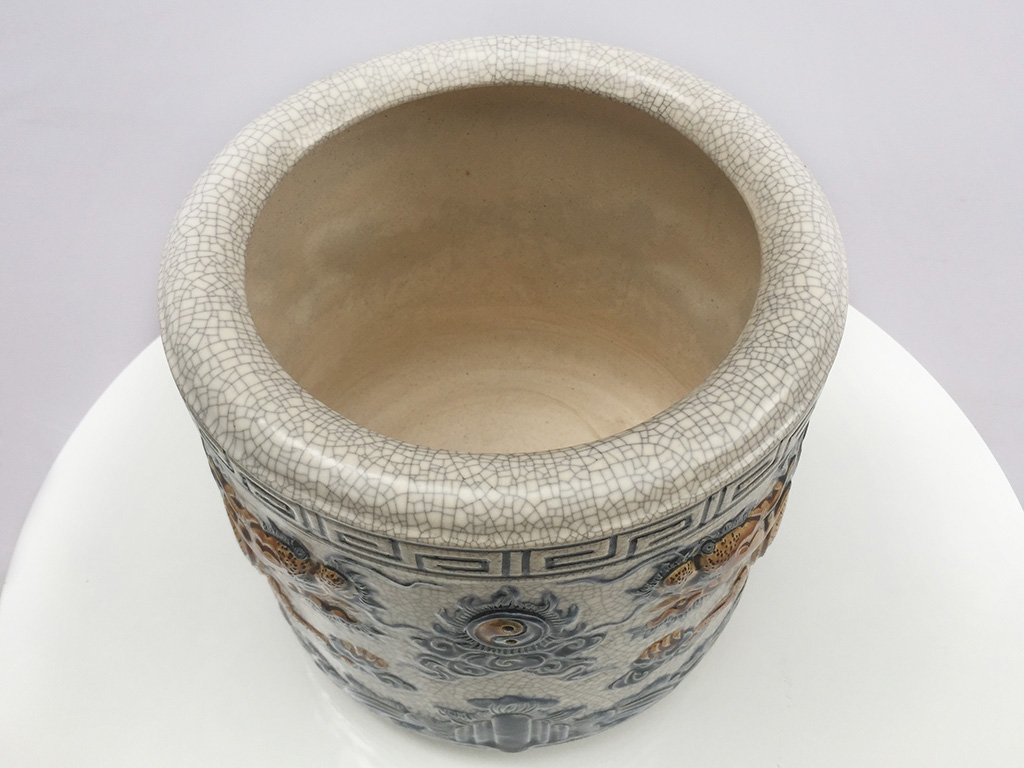 고급 용 무늬 금장 란 유약 14cm 불단 그릇 세트