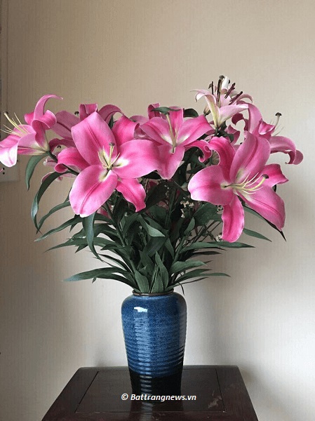 우아한 청흑 변색 바트짱 손조각 화병 26cm