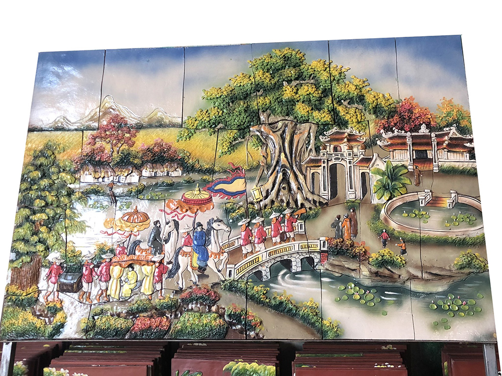 전통 배경 풍경 바트장 도자기 벽화 장식 96x150cm