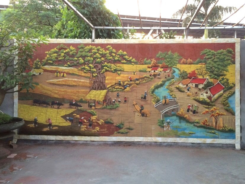 바트랑 시골 풍경 도자기 벽화 180x350cm 실내 장식용