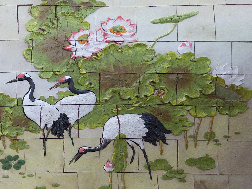 130x200cm 전통 청자 학 무늬 야외 벽화 배트랑