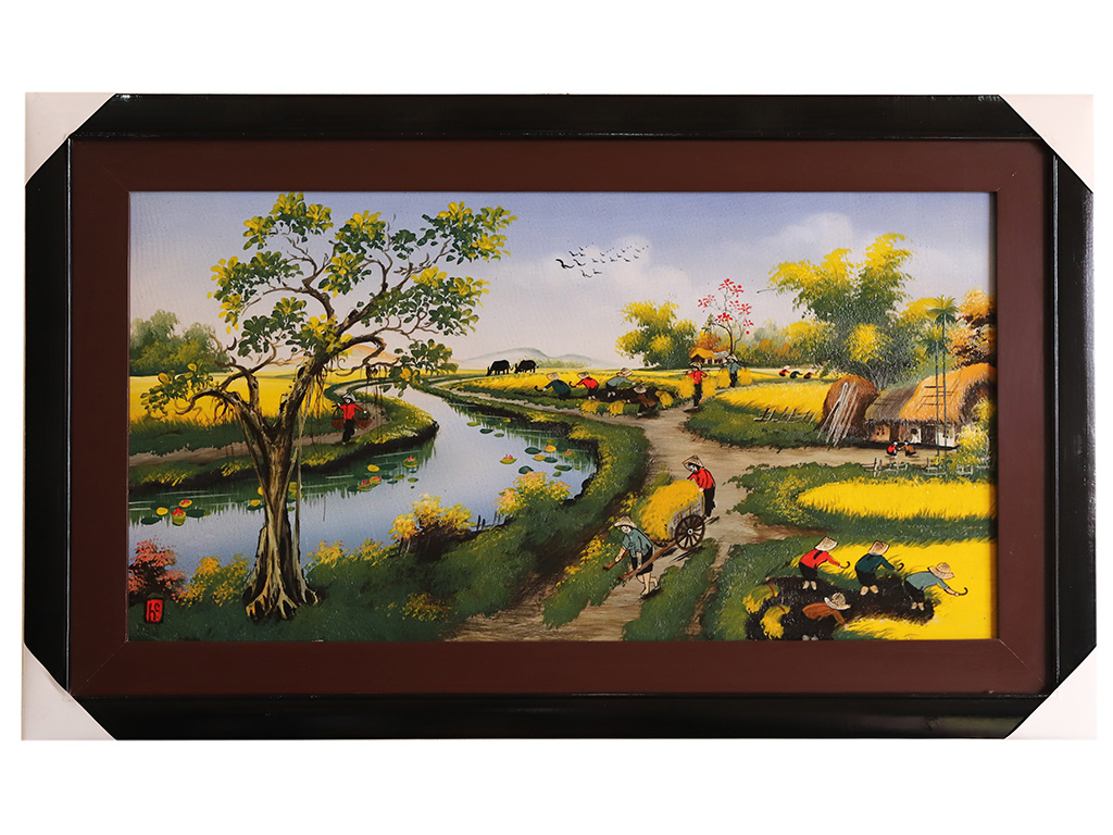 95x55cm 전통 시골 풍경 손 그림 도자기 벽화