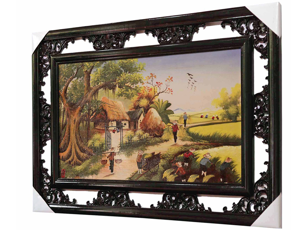 60x100cm 시골 풍경 도자기 그림 액자