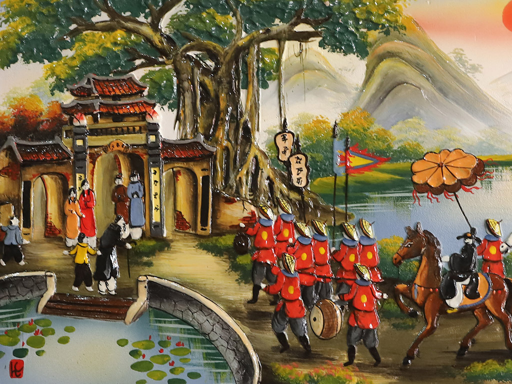 명예 귀환 도자기 벽화 95x55cm 전통 수공예