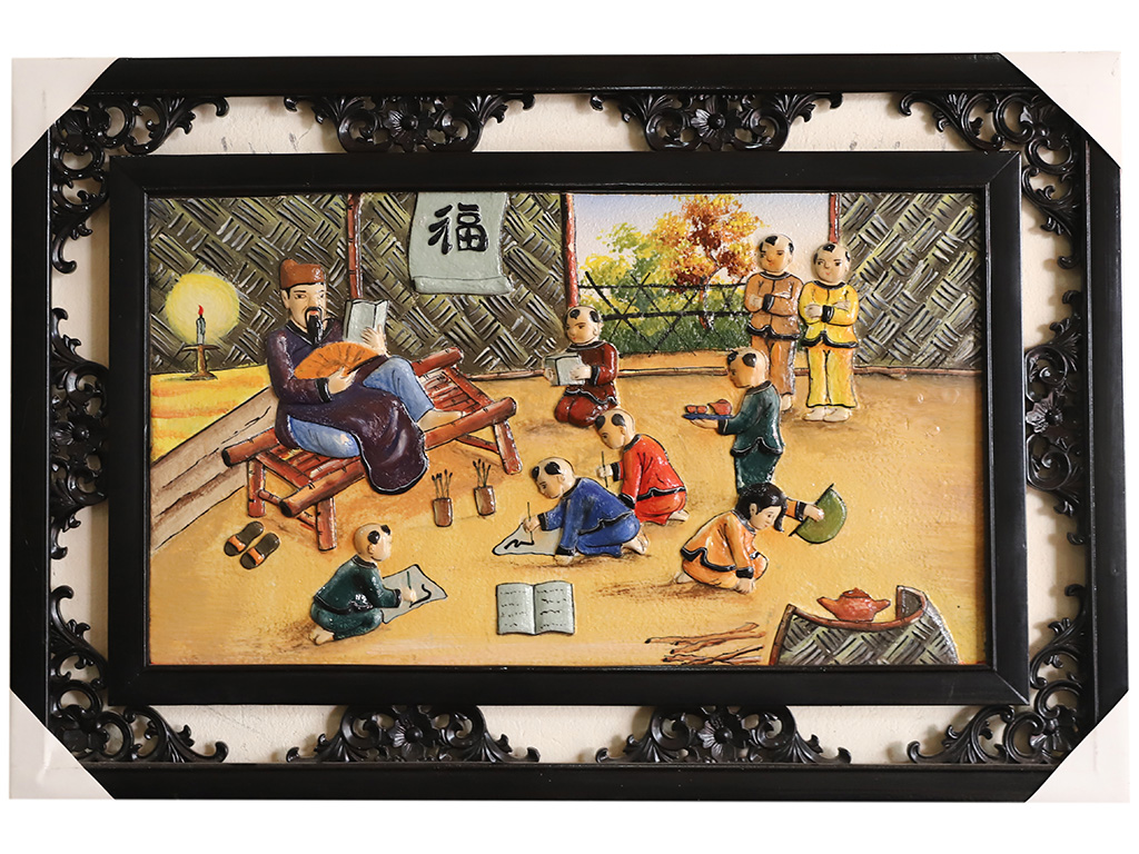 Tranh sứ Bát Tràng thầy đồ dạy học quà tặng ý nghĩa 95x55cm Tranh sứ Bát Tràng thầy đồ dạy học quà tặng ý nghĩa 95x55cm