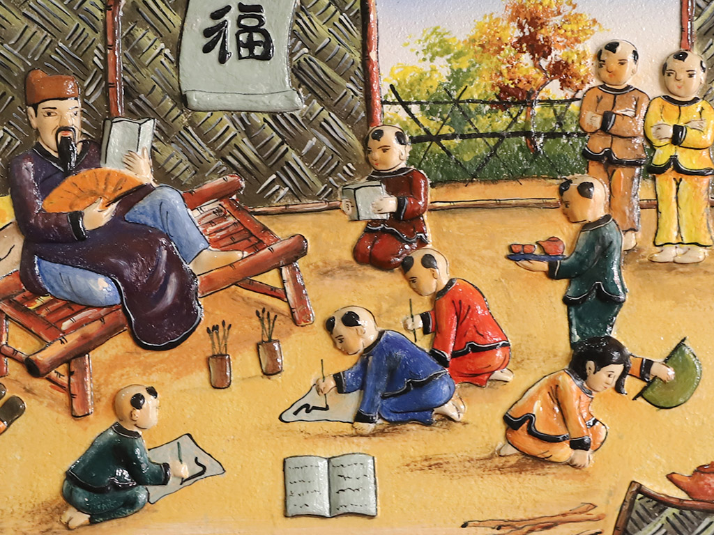 Tranh sứ Bát Tràng thầy đồ dạy học quà tặng ý nghĩa 95x55cm Tranh sứ Bát Tràng thầy đồ dạy học quà tặng ý nghĩa 95x55cm