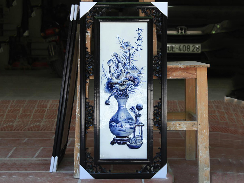85x42cm 전통 청자 사계절 무늬 수공예 도자기 그림