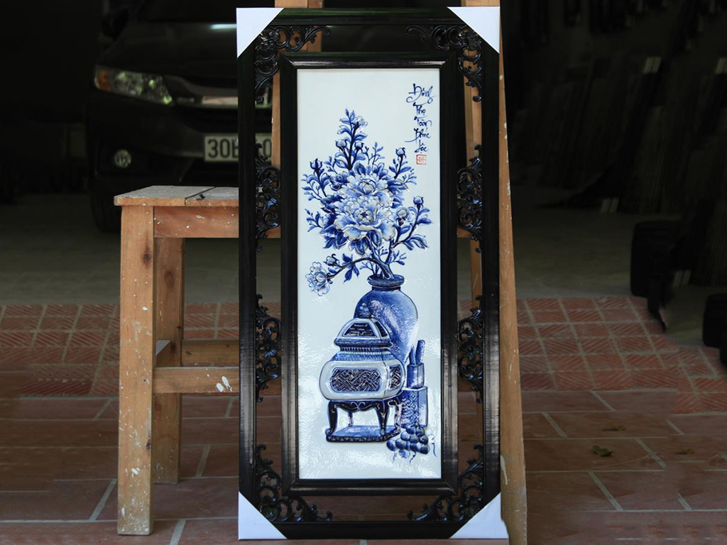 85x42cm 전통 청자 사계절 무늬 수공예 도자기 그림