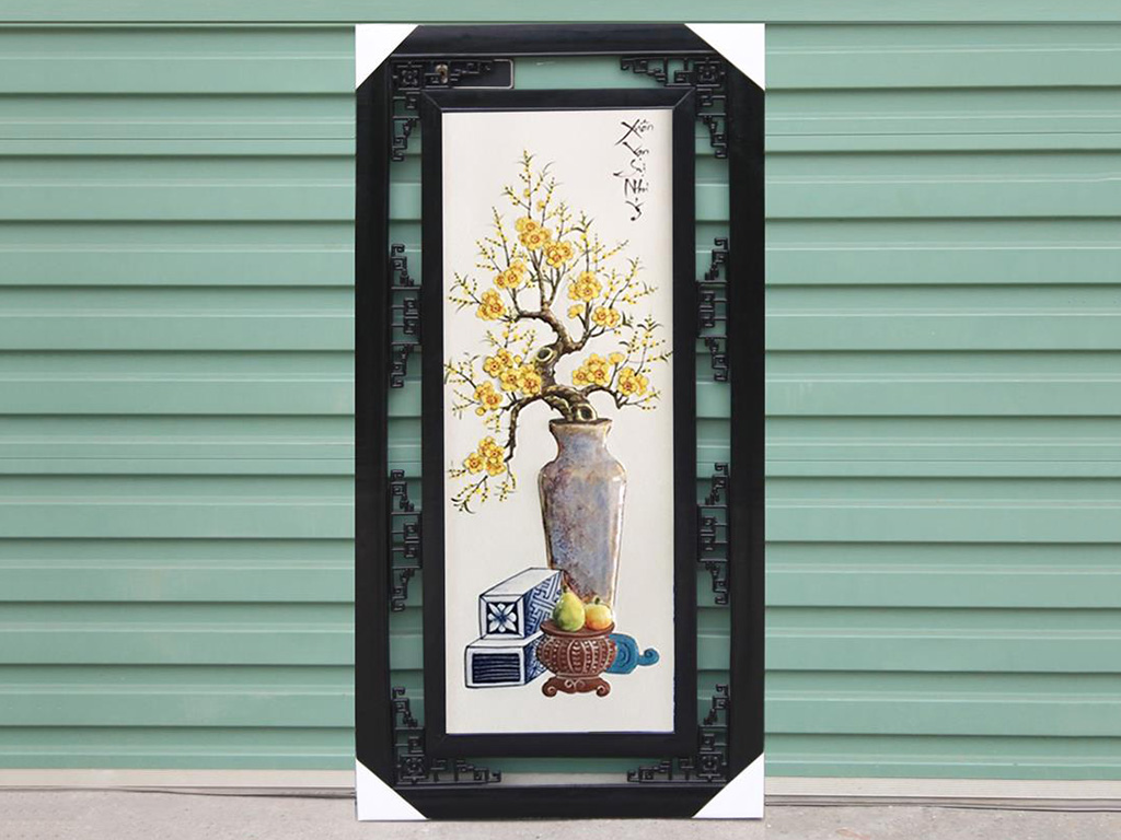고풍스러운 분청 도자기 사계절 명화 부조 100x50cm