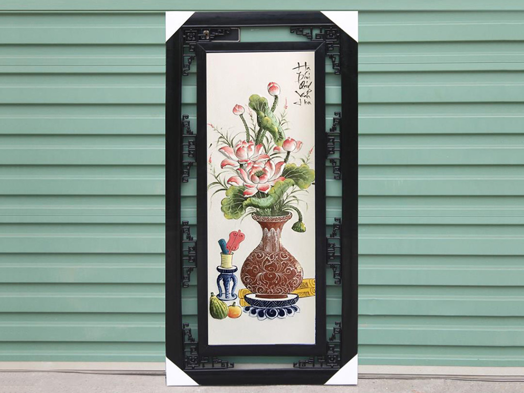 고풍스러운 분청 도자기 사계절 명화 부조 100x50cm