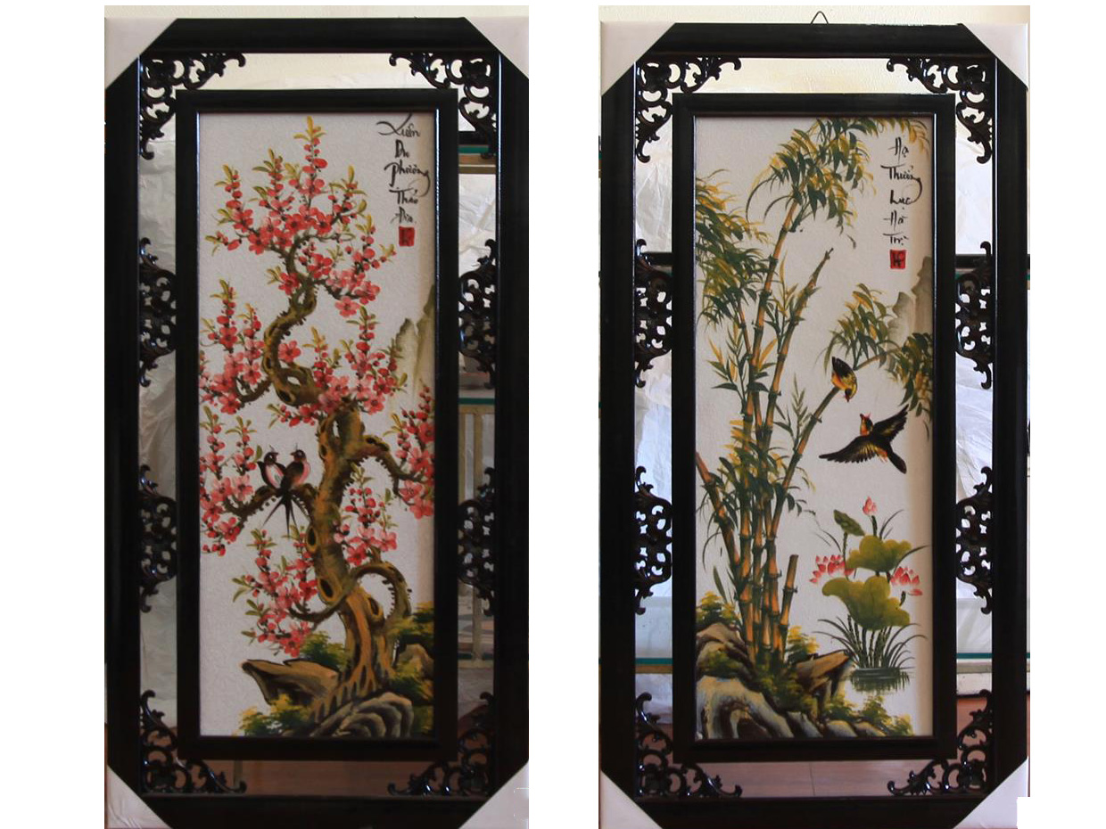 전통 도자기 사계 절경 그림 100x50cm 모던 인테리어 선물