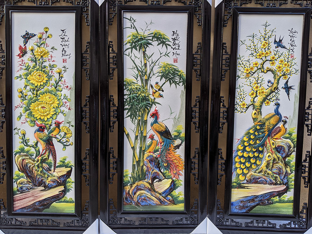 대형 전통 사계절 그림 116x55cm 바트짱 세라믹 아트