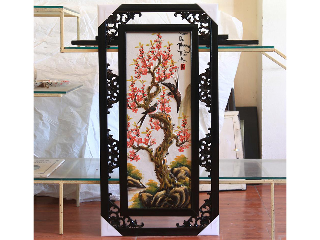 입체 화목 사계절 청자 예술 액자 82x42cm