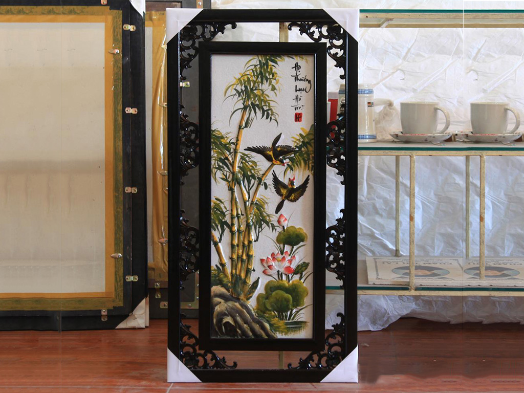 입체 화목 사계절 청자 예술 액자 82x42cm