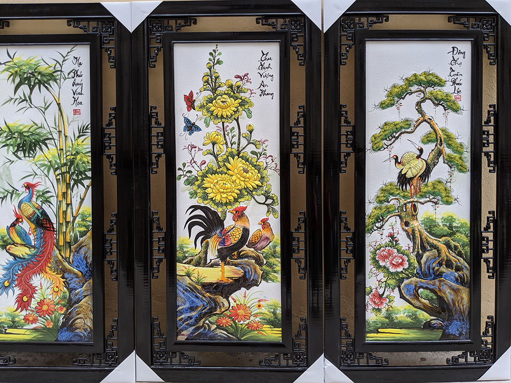 100x50cm 전통 꽃 4계절 입체 도자기 액자 바트짱 수작