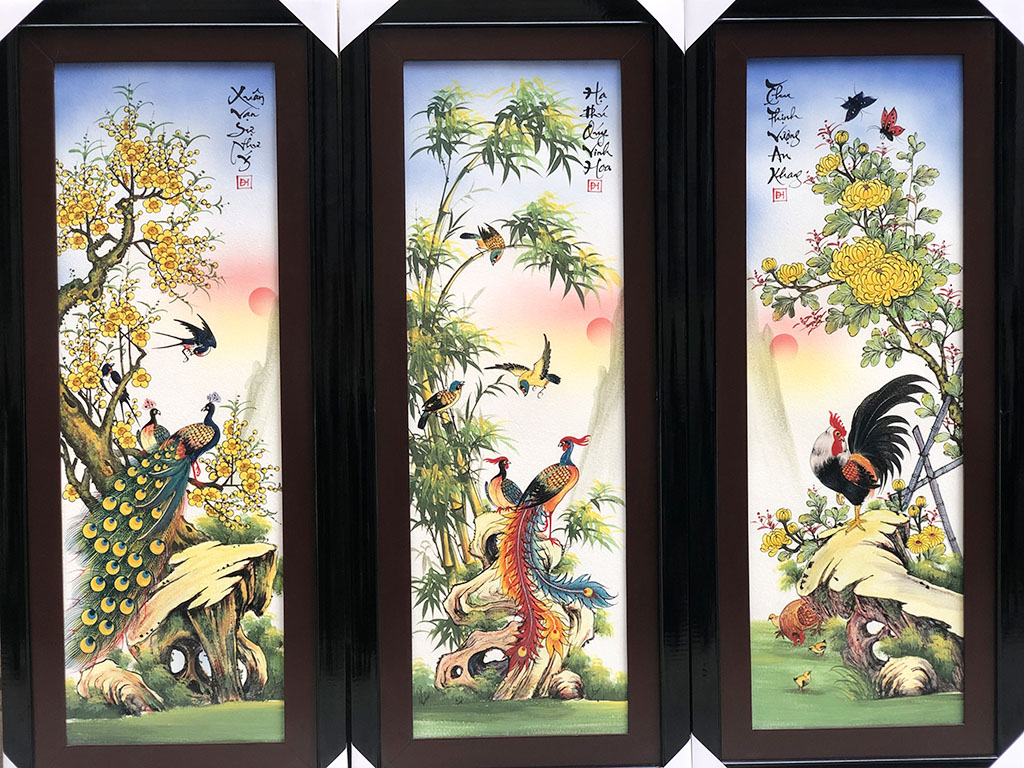 사계절 문양 도자기 그림 Tùng Cúc Trúc Mai 세트