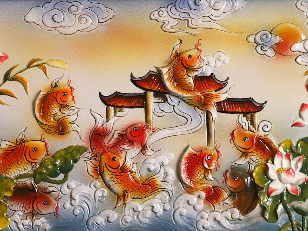 명품 바트짱 구이 어군회 도자기 그림 64x98cm 인테리어 소품
