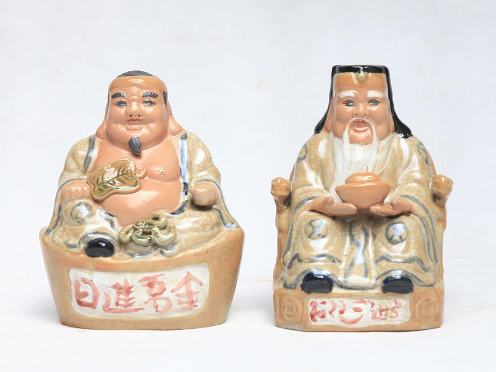 22cm 고급 도자기 복록 토지신상 전통 수공예