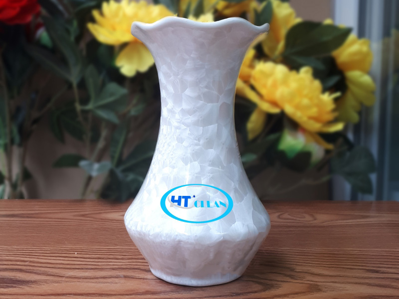 파란색 결정 유약 로고 인쇄 꽃병 20cm 선물용 기념품 고급 도자기