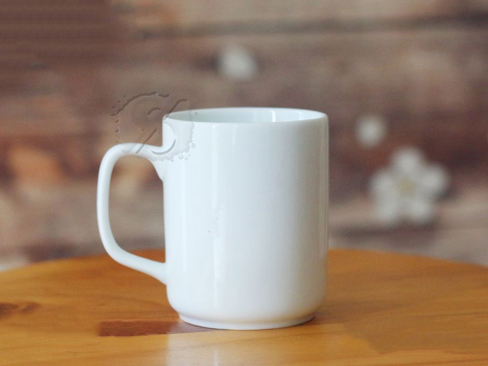 간결 로고인쇄 흰색 도자기 컵 400ml