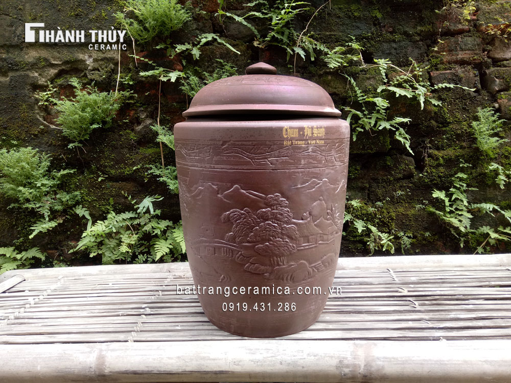 10kg 쌀 보관 항아리 바트짱 전통 문양 풍수 장식품