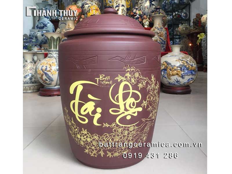 30kg 행운 쌀 항아리 전통 도자기 고급 저장용