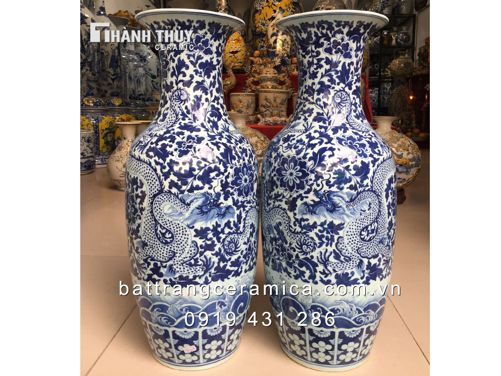 Lọ lộc bình vẽ rồng phú quý 60cm sứ Bát Tràng phong thủy cao cấp Lọ lộc bình vẽ rồng phú quý 60cm sứ Bát Tràng phong thủy cao cấp