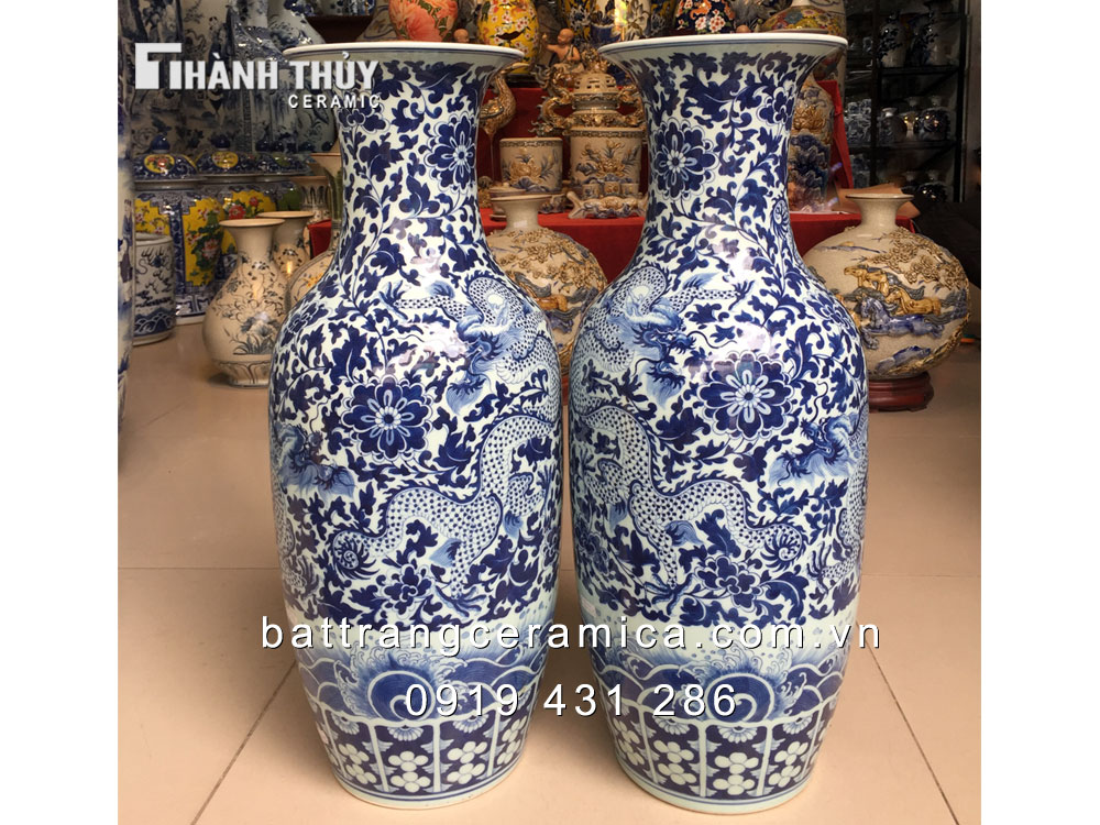 Lọ lộc bình vẽ rồng phú quý 60cm sứ Bát Tràng phong thủy cao cấp Lọ lộc bình vẽ rồng phú quý 60cm sứ Bát Tràng phong thủy cao cấp