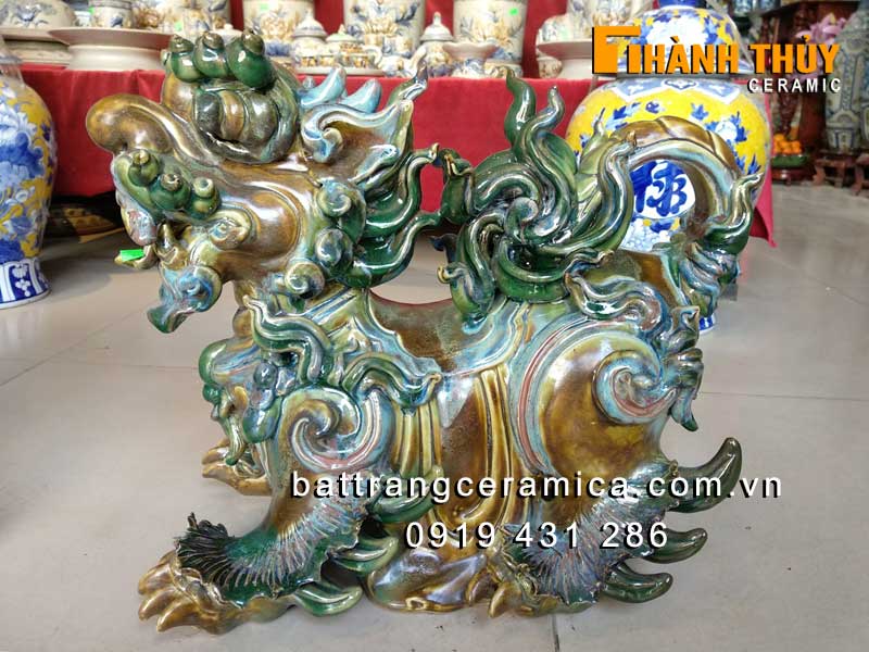 35cm 배트랑 세라믹 전통 사자상 인테리어
