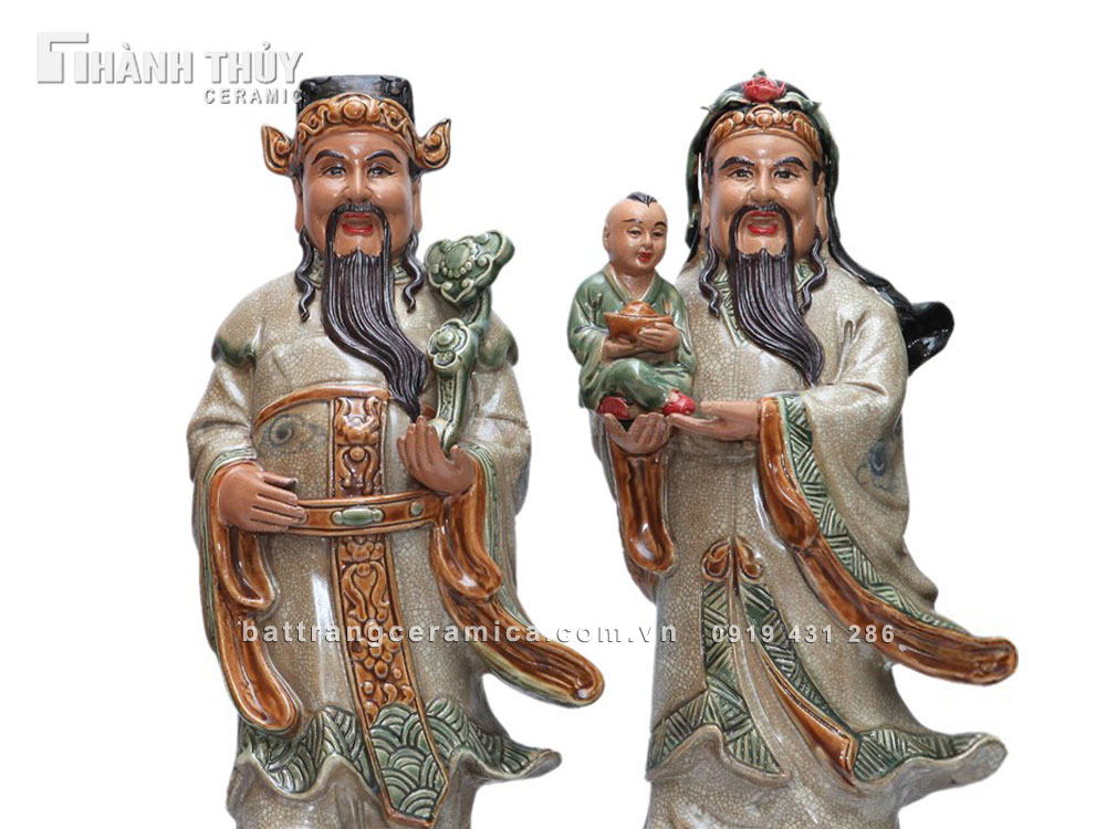 바트짱 48cm 삼복신 복록수 도자기 전통 인테리어 선물