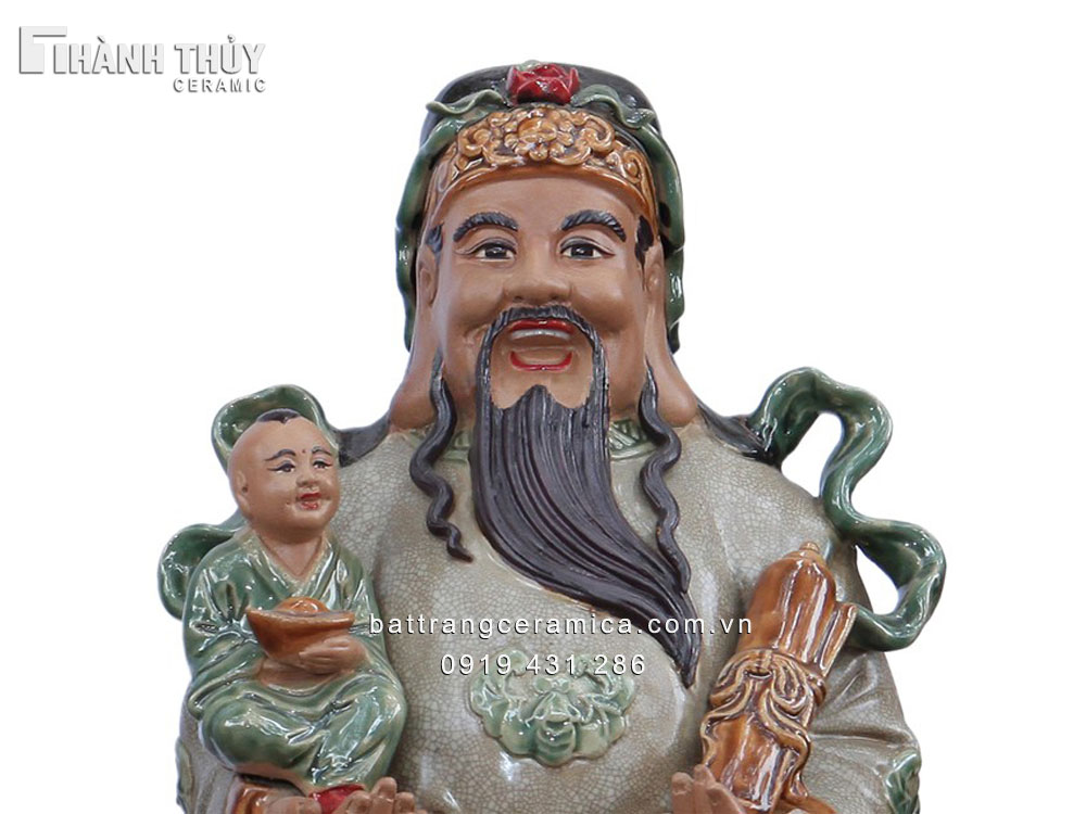 균열 무늬 전통 인물상 삼복 고급 65cm 장식