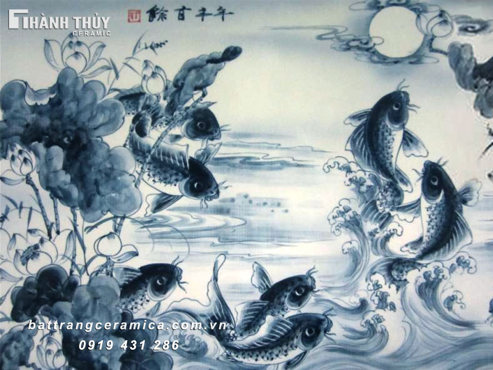 푸른 용 물고기 풍요 찬란한 9 마리 잉어 그림