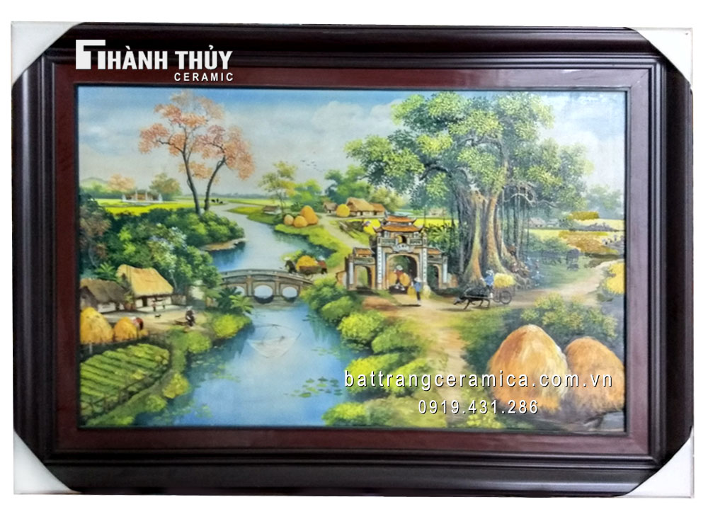 고향 풍경 도자기 그림 작품 64x98cm 정서 담긴 전통 벽장식