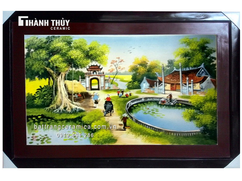 64x98cm 고향 풍경 전통 도자기 그림