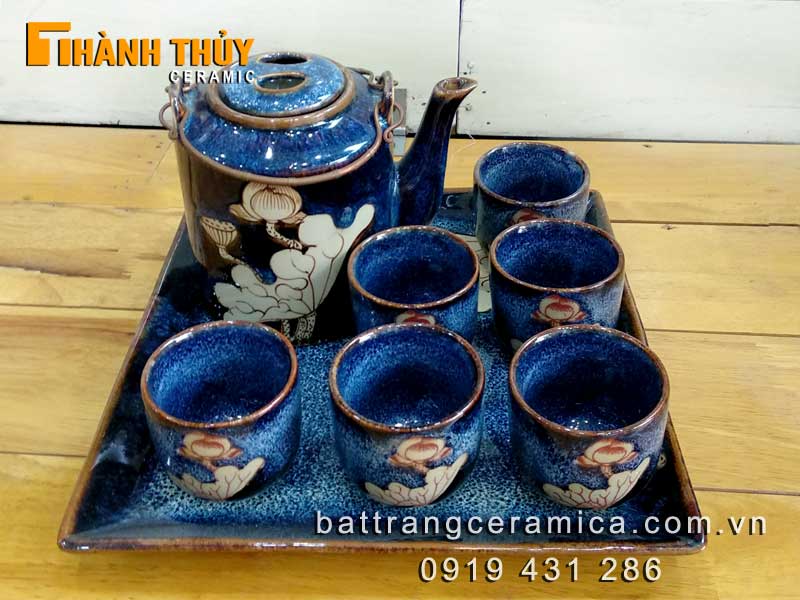 녹차 다기 1.5L Bát Tràng 전통 고급 다기 세트