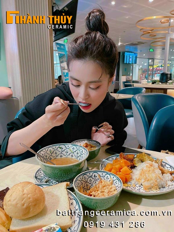 23pcs 청자 녹색 식기 세트 무독성 고급 도자기