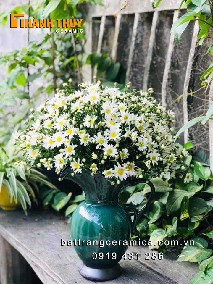 Bình Sữa Cắm Hoa Xanh Ngọc Bích 35cm Trang Trí Tươi Tắn Đầy Sức Sống