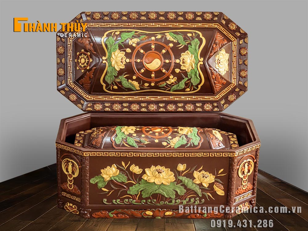 Tiểu quách bát giác liên hoa cao cấp Bát Tràng đẹp bền giá tốt Tiểu quách bát giác liên hoa cao cấp Bát Tràng đẹp bền giá tốt