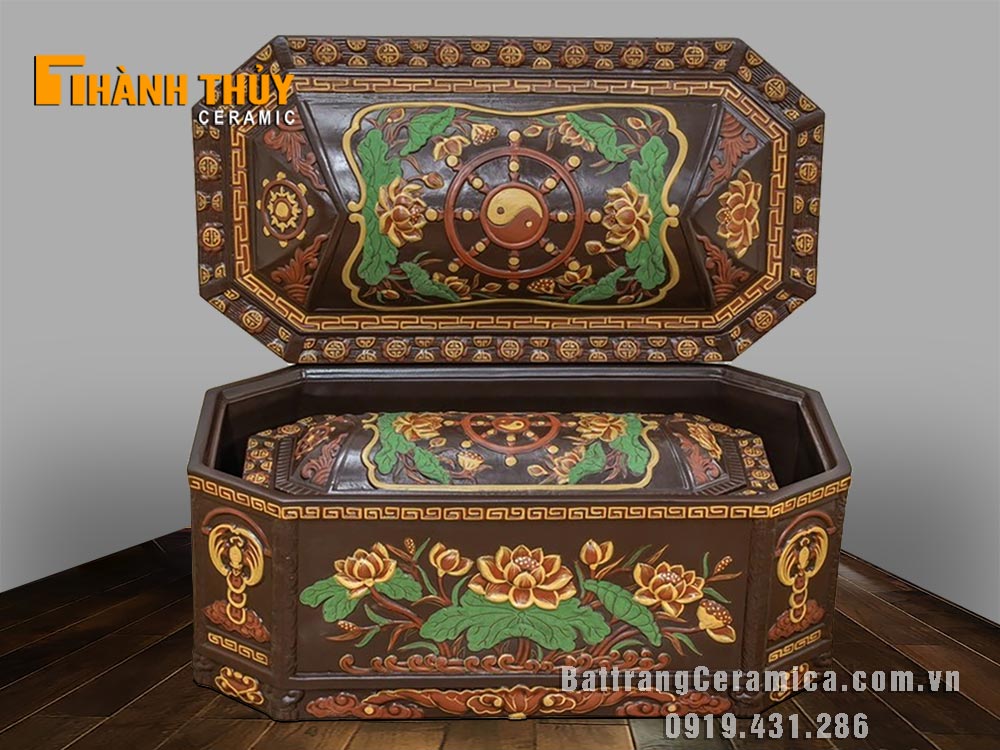 Tiểu quách bát giác liên hoa cao cấp Bát Tràng đẹp bền giá tốt Tiểu quách bát giác liên hoa cao cấp Bát Tràng đẹp bền giá tốt