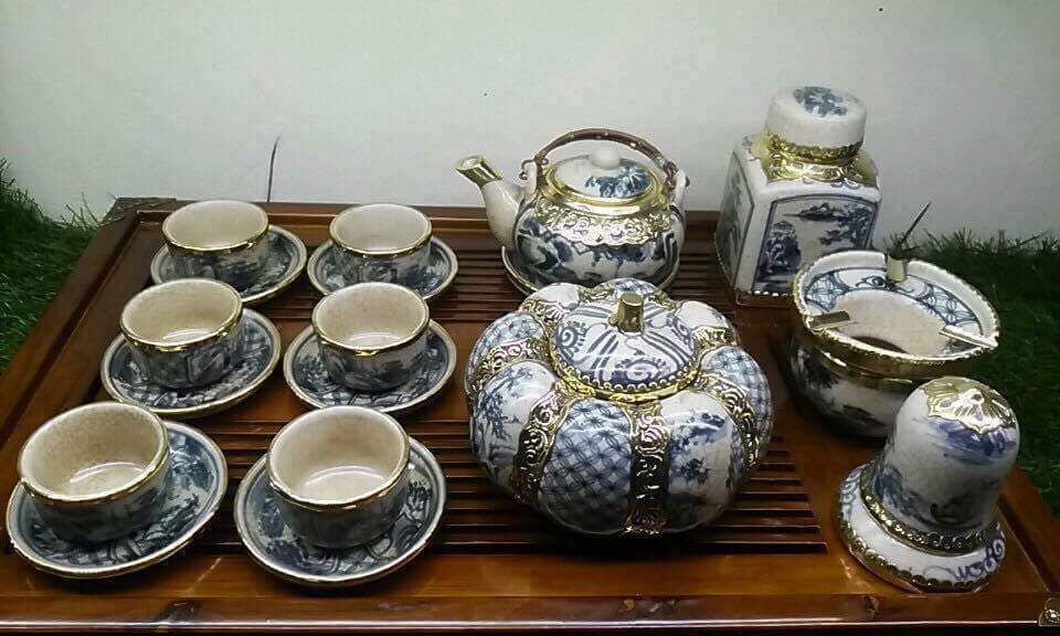 청백 독특한 빛깔 동포 장식 다기 세트 선물용