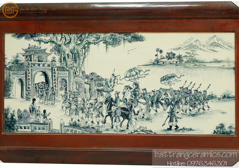 바트짱 흑백 도자기 바나나꽃 그림 액자 115x65cm 고급