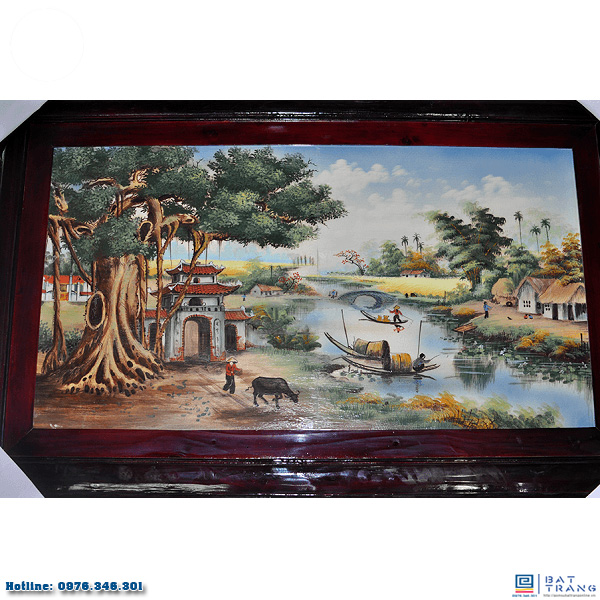 135x88cm 바트짱 시골풍경 수공예 도자기 벽화 액자