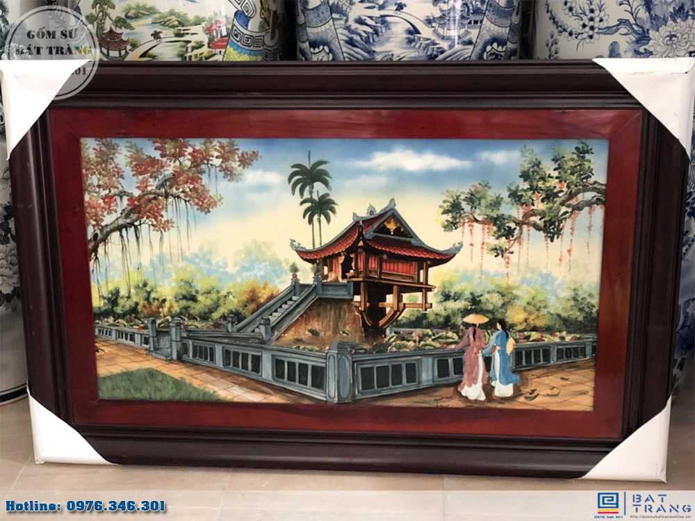 135x88cm 하노이 원통 사원 풍경 도자기 그림 대작
