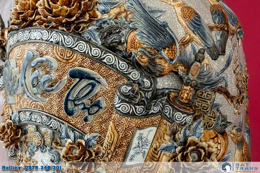 Lọ lộc bình men rạn Phúc Lộc Thọ Bát Tràng 2m cao cấp sang trọng Lọ lộc bình men rạn Phúc Lộc Thọ Bát Tràng 2m cao cấp sang trọng